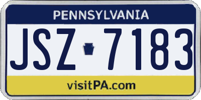 PA license plate JSZ7183
