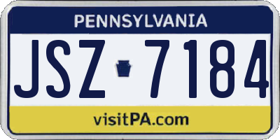 PA license plate JSZ7184