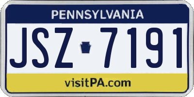 PA license plate JSZ7191