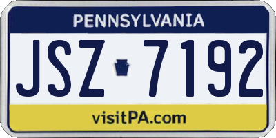 PA license plate JSZ7192