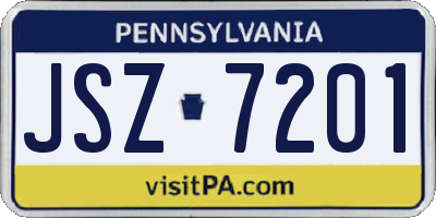 PA license plate JSZ7201