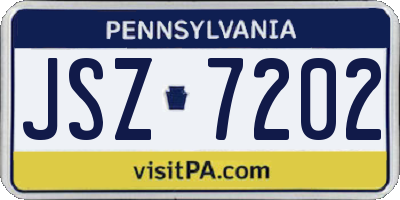 PA license plate JSZ7202