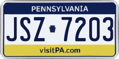 PA license plate JSZ7203