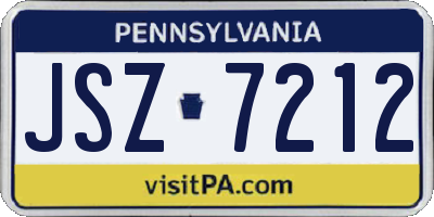PA license plate JSZ7212