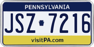PA license plate JSZ7216