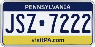 PA license plate JSZ7222