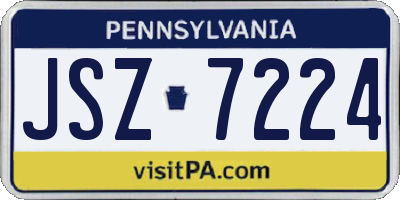 PA license plate JSZ7224