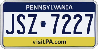 PA license plate JSZ7227
