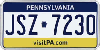 PA license plate JSZ7230