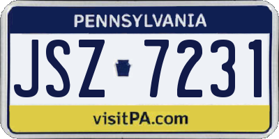 PA license plate JSZ7231