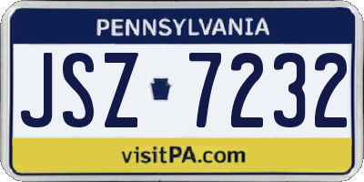 PA license plate JSZ7232