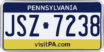 PA license plate JSZ7238