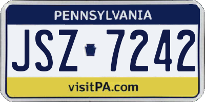 PA license plate JSZ7242