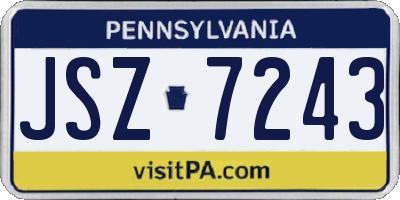 PA license plate JSZ7243