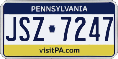 PA license plate JSZ7247
