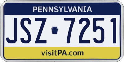 PA license plate JSZ7251