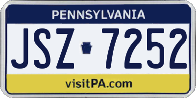 PA license plate JSZ7252