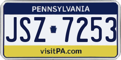 PA license plate JSZ7253