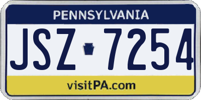 PA license plate JSZ7254