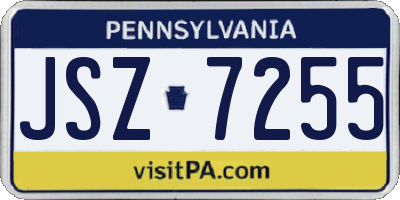 PA license plate JSZ7255