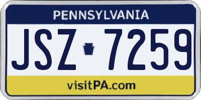 PA license plate JSZ7259