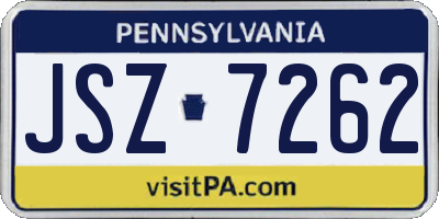 PA license plate JSZ7262