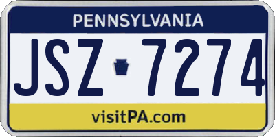 PA license plate JSZ7274