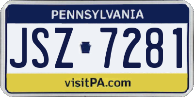 PA license plate JSZ7281