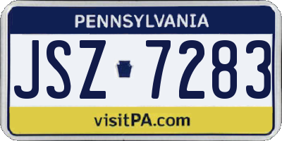 PA license plate JSZ7283