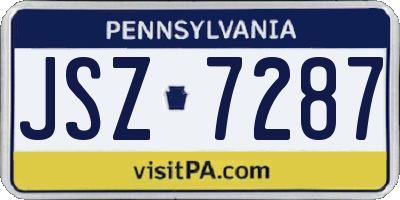 PA license plate JSZ7287