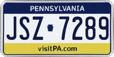 PA license plate JSZ7289