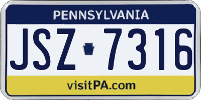 PA license plate JSZ7316