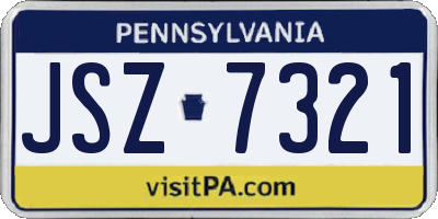 PA license plate JSZ7321
