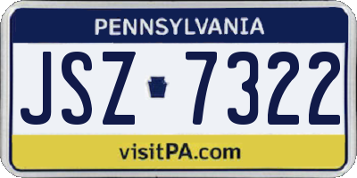 PA license plate JSZ7322