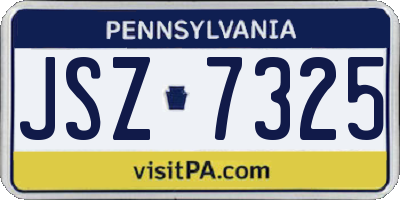 PA license plate JSZ7325
