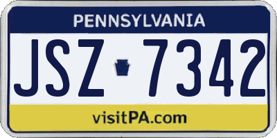 PA license plate JSZ7342