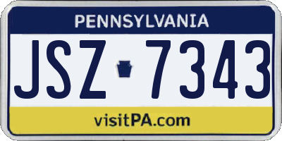 PA license plate JSZ7343