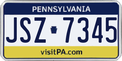 PA license plate JSZ7345