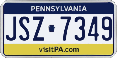 PA license plate JSZ7349