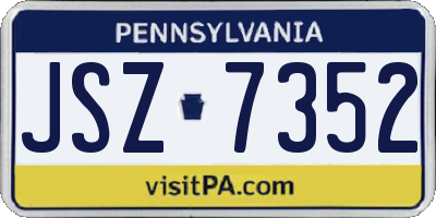 PA license plate JSZ7352