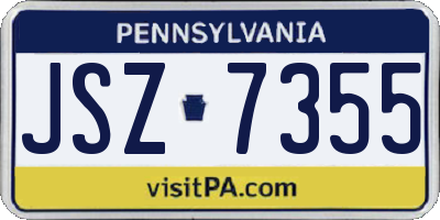 PA license plate JSZ7355