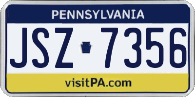 PA license plate JSZ7356