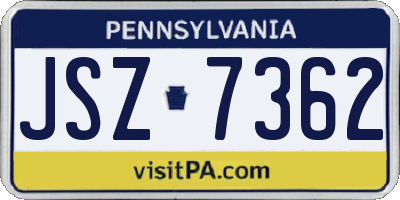 PA license plate JSZ7362