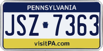 PA license plate JSZ7363