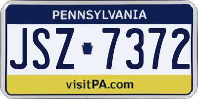 PA license plate JSZ7372