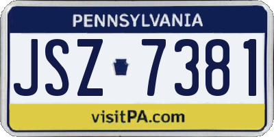 PA license plate JSZ7381