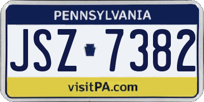 PA license plate JSZ7382