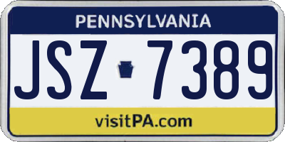 PA license plate JSZ7389