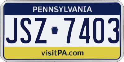 PA license plate JSZ7403