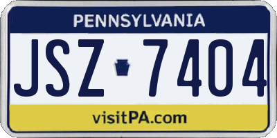 PA license plate JSZ7404